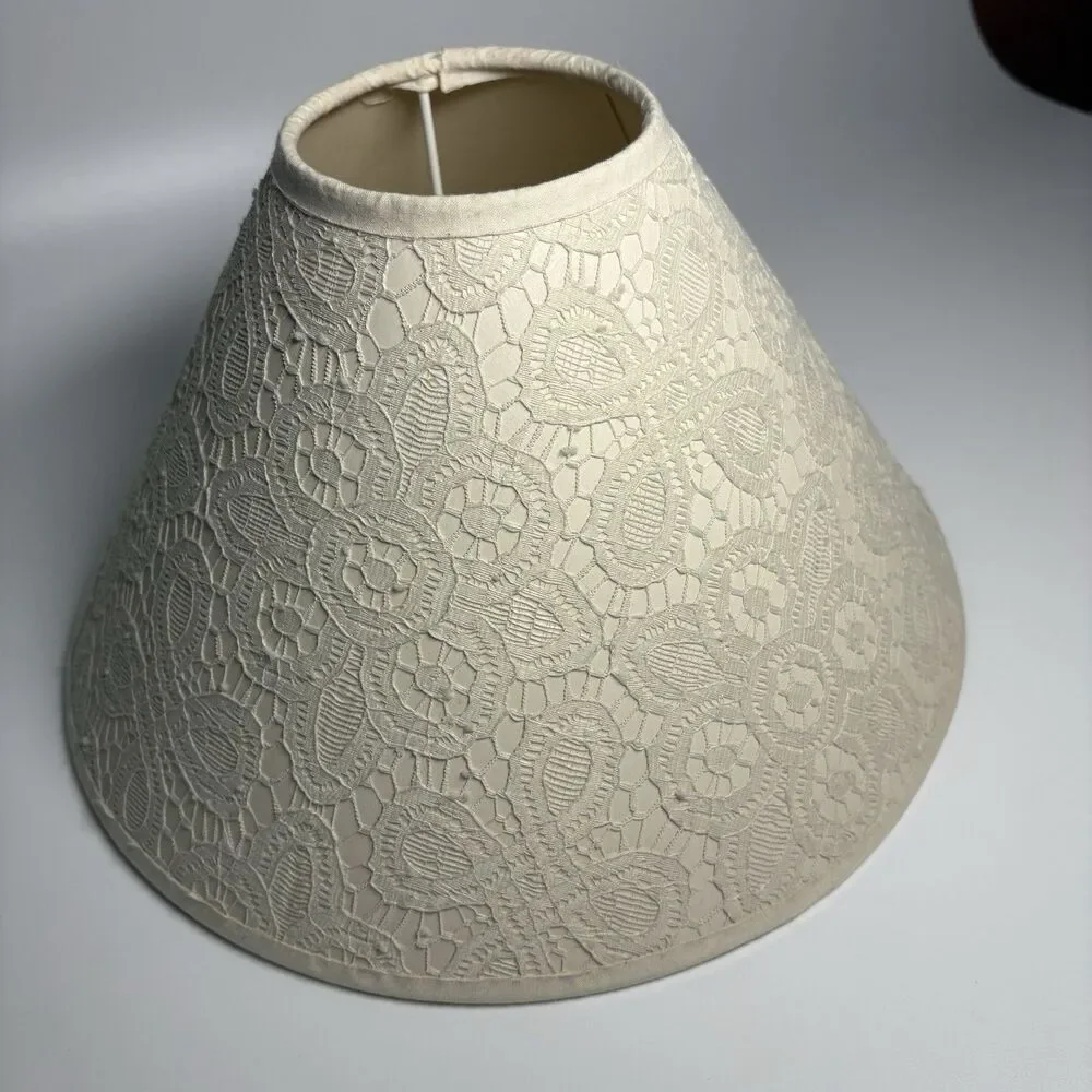 Vintage Hardback Cone Lace Lampshade Ivory